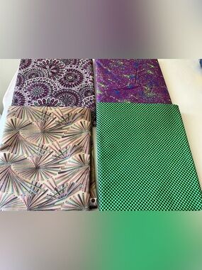 Quilting Sewing Crafts Fabric Lot Hoffman Chek Paisley Purple Green Black Cotton